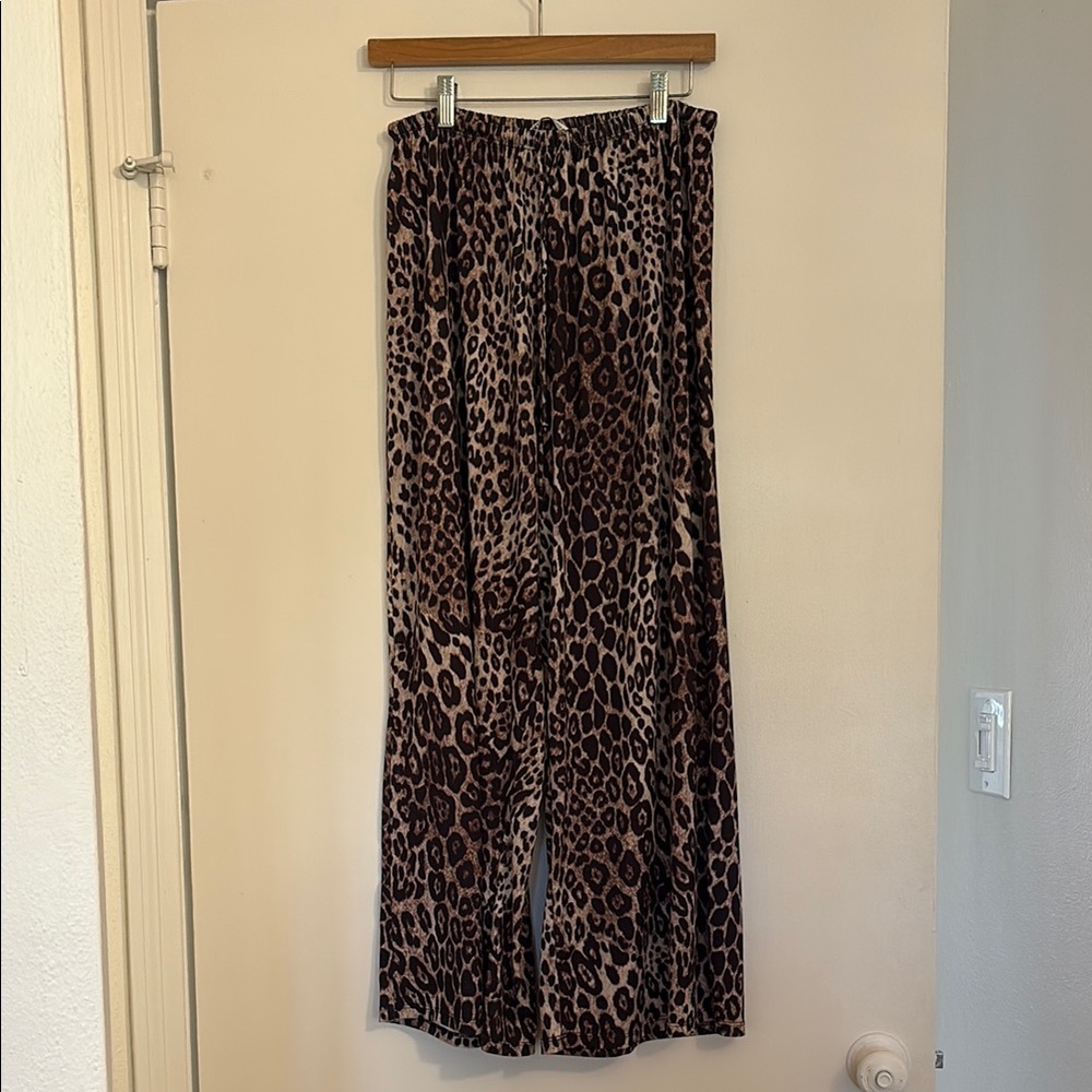 Zara Brown and Black Leopard Print Track Pants